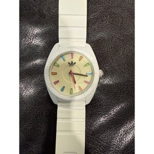 Adidas White Rubber Analog Dive‎ Style Watch Colorful Markers Pink need battery